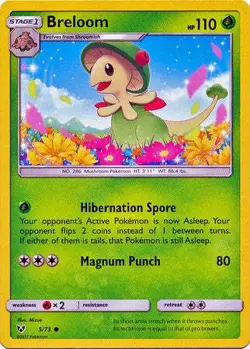 Breloom - 5/73 - Common Sun & Moon: Shining Legends Pokemon Card - Image 1