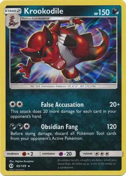Krookodile 85/149 Holo Rare - Pokemon Sun & Moon Base Set Single Card - Image 1