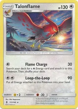 Talonflame 111/145 Rare - Pokemon Sun & Moon Guardians Rising Card - Image 1