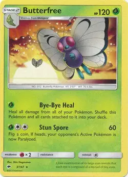 Butterfree 3/147 Rare - Pokemon Sun & Moon Burning Shadows Card - Image 1