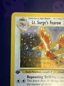 Pokemon TCG Gym Heroes Lt. Surge's Fearow 1st Edition Holo Rare Card 007/132 - Image 2