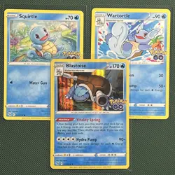 Squirtle Wartortle Blastoise Evolution Bundle – Pokemon GO PGO Holo Rare Set - Image 1