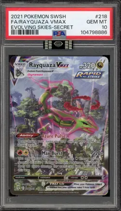 Pokemon Rayquaza VMAX Evolving Skies Full Alt Art #218 MBA BLACK DIAMOND PSA 10 - Image 1