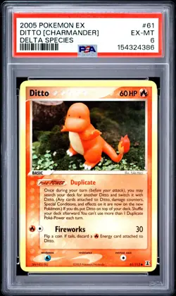 2005 POKEMON EX DELTA SPECIES #61 DITTO [CHARMANDER] PSA 6 - Image 1