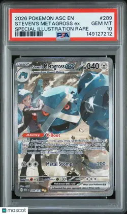 2026 Pokemon Ascended Heroes Steven's Metagross EX Special Illustration PSA 10 - Image 1