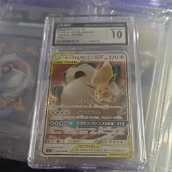 The Pokemon Company Eevee & Snorlax GX CGC 10 Holo Tag Bolt 066/095 Japanese - Image 1