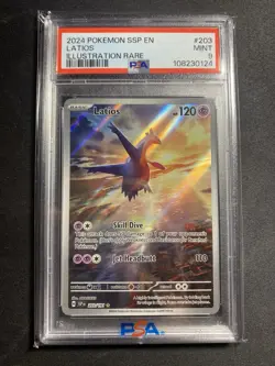 2024 Pokemon SV Surging Sparks SSP EN Latios #203/191 PSA 9 - Image 1