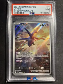 2024 Pokemon SV Surging Sparks SSP EN Latios #203/191 PSA 9 - Image 2