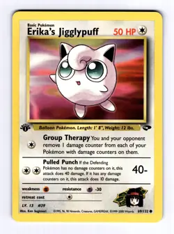 2000 Pokemon Gym2 Erika's Jigglypuff #69 C 1st Edition NM - Image 1