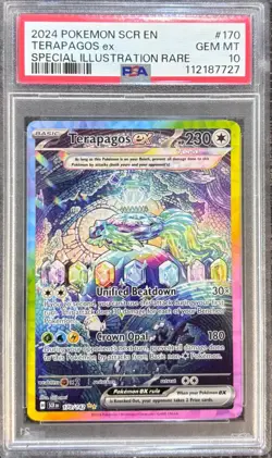 2024 Pokemon Stellar Crown SCR EN Terapagos EX Special Illustration Rare PSA 10 - Image 1