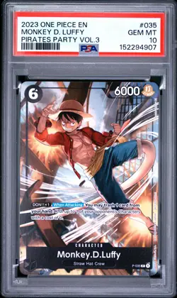 2023 ONE PIECE PROMOS PIRATES PARTY VOL.3 #035 MONKEY D. LUFFY PSA 10 - Image 1