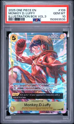 PSA 10 GEM MINT Monkey D. Luffy OP07-109 One Piece Promos PSA 10 - Image 1