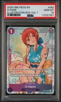 2025 ONE PIECE PROMOS ILLUSTRATION BOX VOL.1 #062 O-NAMI PSA 10 - Image 1