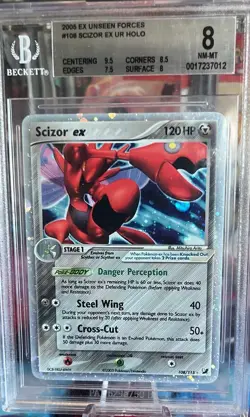 STRONG BGS 8 - 2005 Pokemon EX Unseen Forces Scizor EX 108/115 NOT PSA - Image 1