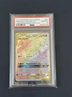 2019 POKEMON SUN & MOON UNBROKEN BONDS FULL ART/MARSHADOW & MACHAMP GX PSA 10 - Image 3