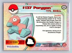 Porygon #137 Topps Trading Cards Series 3 Pokemon Near Mint - Image 2