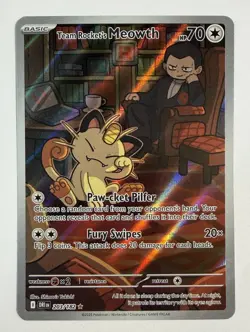 Team Rocket's Meowth 203/182 SV10 Destined Rivals IR Full Art Holo English - Image 1
