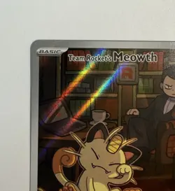 Team Rocket's Meowth 203/182 SV10 Destined Rivals IR Full Art Holo English - Image 4