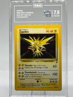 Zapdos 20/130 HOLO RARE Base Set 2 2000 Pokemon | TAG 7.5 Near Mint + - Image 1