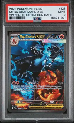 2025 POKEMON PFL EN-PHANTASMAL FLAMES #125 MEGA CHARIZARD X EX PSA 9 - Image 1
