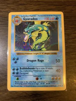 SHADOWLESS Pokemon TCG Gyarados 6/102 Base Set Holo Rare - Near Mint Condition - Image 1