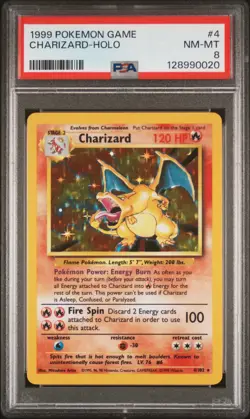 1999 Pokemon Game Charizard #4 Holo PSA 8 - Image 1