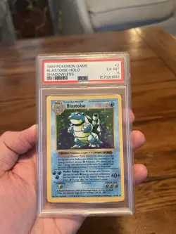 1999 Pokemon Base Set Shadowless Blastoise Holo #2. PSA 6 - Image 1