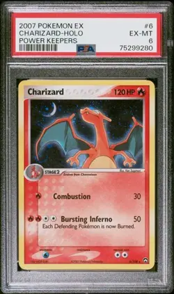*SWIRL* Pokemon Charizard 2007 EX Power Keepers Holofoil PSA 6 EX-Mint #6 - Image 1