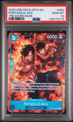2025 ONE PIECE OP10-ROYAL BLOOD TREASURE RARE #052 PORTGAS D. ACE PSA 10 - Image 1