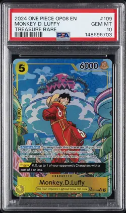 2024 ONE PIECE OP08-TWO LEGENDS TREASURE RARE #109 MONKEY D. LUFFY PSA 10 - Image 1