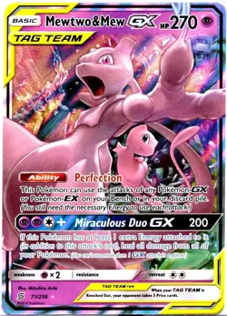 MEWTWO & MEW GX TAG TEAM 2019 POKEMON SUN & MOON UNIFIED MINDS 71/236 - Image 1