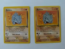 Rhyhorn 61/64 Common Jungle Pokemon Cards Color Variations Error - Image 1