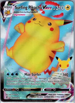 Surfing Pikachu VMAX 009/025 Celebrations - Pokemon Card - NM - Image 1