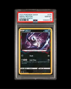 Pokemon CRZ 076/159 - Crown Zenith Absol Reverse Holo Rare - PSA 10 - Pop 3 - Image 1