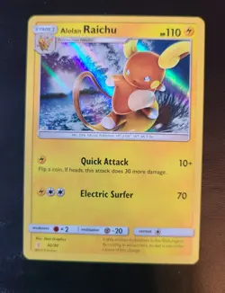 Pokemon TCG Alolan Raichu Holo 30/30 NM - Image 1