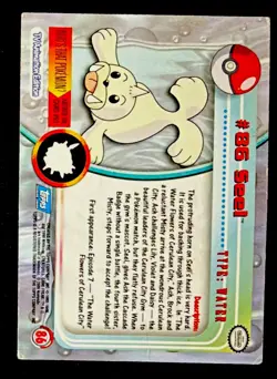Seel Non-Holo #86 Pokemon Card Topps TV Animation Edition Series Blue Logo - Image 2