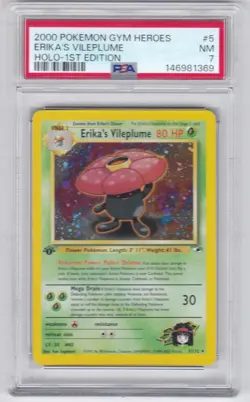 2000 Pokemon Gym Heroes Erika's Vileplume 1st Edition PSA 7 - Image 1