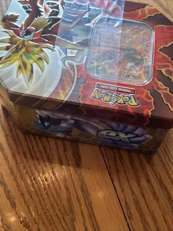 Pokemon Paradox Destinies Tin-Gouging Fire ex Tin w/5 Booster Packs New/Sealed - Image 5