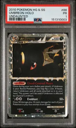 2010 POKEMON HEARTGOLD & SOULSILVER UNDAUNTED #86 UMBREON-HOLO PSA 1 - Image 1