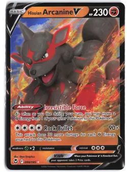 Hisuian Arcanine V 090/195 Holo V Rare Silver Tempest Pokemon - Image 1