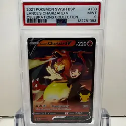 2021 POKEMON SWSH BLACK STAR PROMO CELEBRATIONS COLL LANCE'S CHARIZARD V - PSA 9 - Image 1