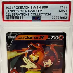 2021 POKEMON SWSH BLACK STAR PROMO CELEBRATIONS COLL LANCE'S CHARIZARD V - PSA 9 - Image 2