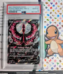 PSA 10 GALARIAN MOLTRES V 177/198 Alternate Art Pokemon 2021 Chilling Reign - Image 1