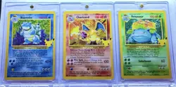 Pokemon Celabrations 25th Anniversary CHARIZARD VENUSAUR BLASTOISE SLEEVED READ - Image 1