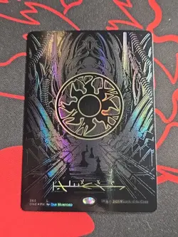 Plains NM Phyrexian Full Art Oil Slick Raised Foil MTG Phyrexia Land - Image 1