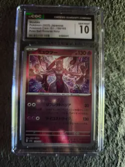 Pokemon Mewtu 151 sv2a Japanischer Meisterball Reverse Holo #150 CGC 10 Gem Mint - Image 1