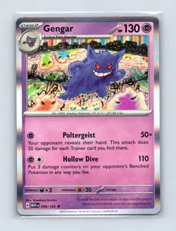 Gengar 094/165 Rare 151 Pokemon Holo Lightly Played - Image 1