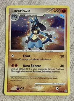 Lucario Holo Swirl Diamond & Pearl Pokemon Base Set 6/130 2007 - Image 1