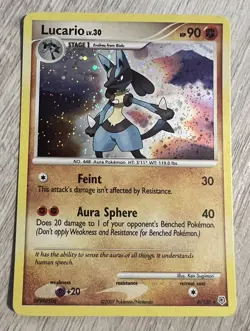 Lucario Holo Swirl Diamond & Pearl Pokemon Base Set 6/130 2007 - Image 2