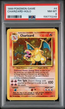 1999 POKEMON GAME #4 CHARIZARD-HOLO PSA 8 - Image 1